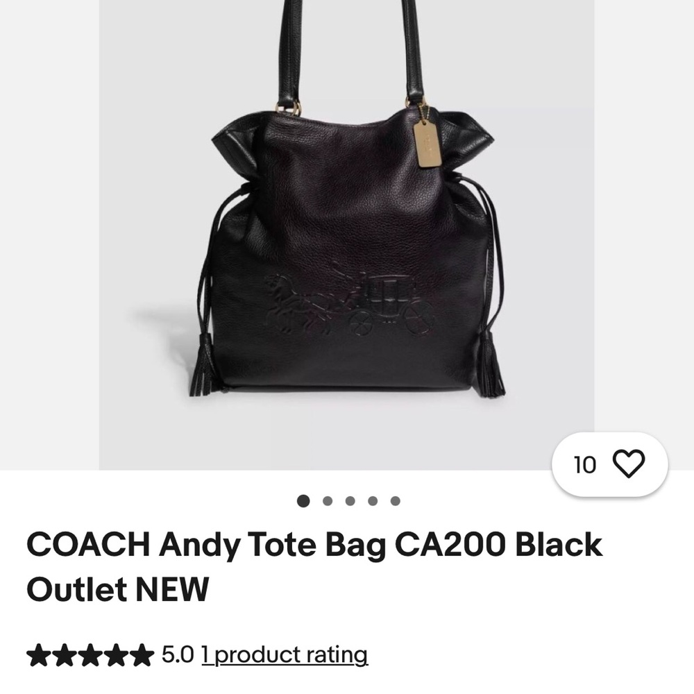 COACH Andy Black Leather Tote